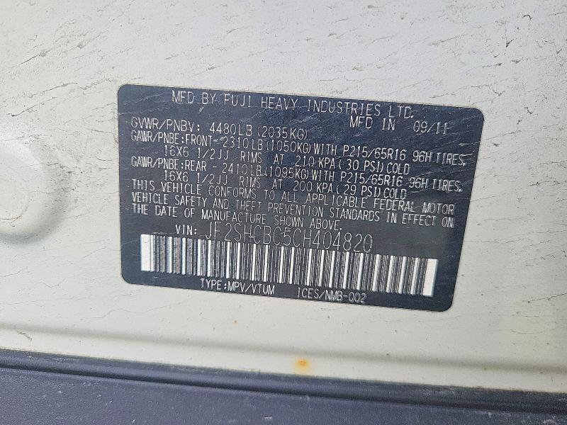 Продажа на аукционе авто 2012 Subaru Forester, vin: JF2SHCBC5CH404820, номер лота: 56565526