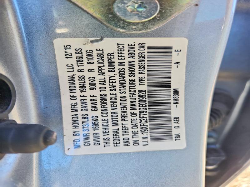 Продаж на аукціоні авто 2016 Honda Civic, vin: 19XFC2F79GE009928, номер лоту: 58703546