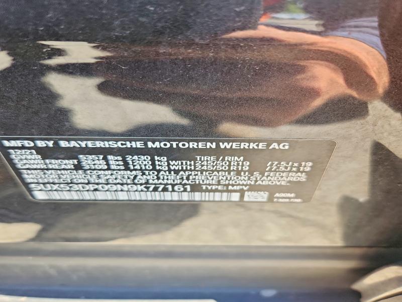 58329276 :رقم المزاد ، 5UX53DP09N9K77161 vin ، 2022 Bmw X3 مزاد بيع