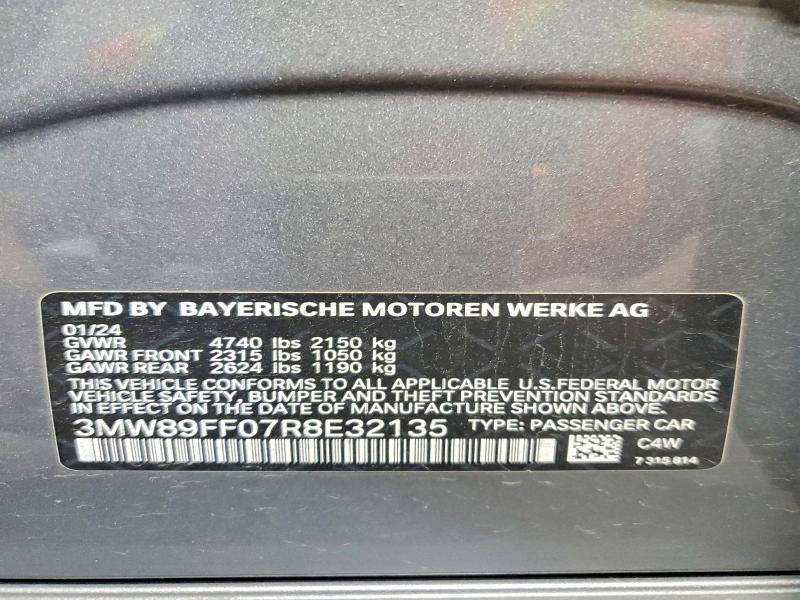 2024 Bmw 330xi მანქანა იყიდება აუქციონზე, vin: 3MW89FF07R8E32135, აუქციონის ნომერი: 56027716