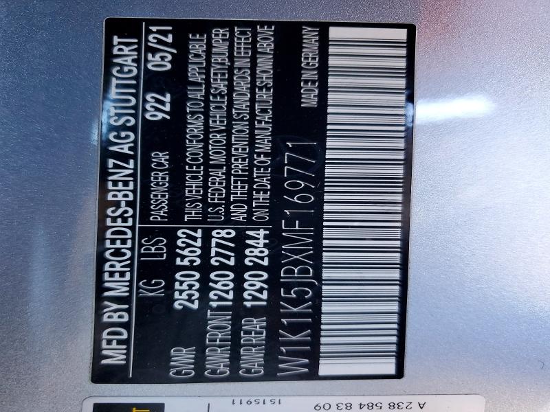 58580496 :رقم المزاد ، W1K1K5JBXMF169771 vin ، 2021 Mercedes-benz E مزاد بيع