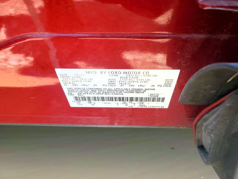 54100366 :رقم المزاد ، 2FMTK3J80FBC33604 vin ، 2015 Ford Edge مزاد بيع