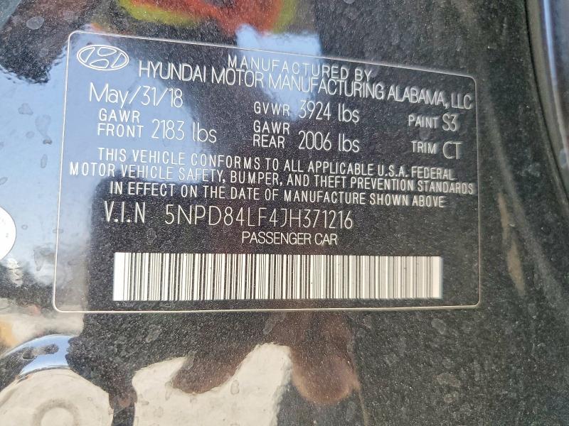 Auction sale of the 2018 Hyundai Elantra, vin: 5NPD84LF4JH371216, lot number: 57068686