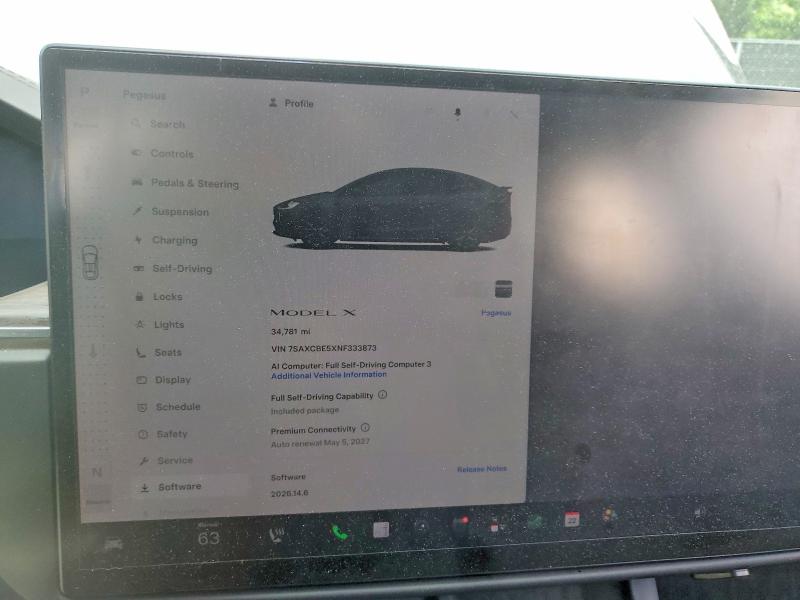 Aukcja sprzedaży 2022 Tesla Model X, vin: 7SAXCBE5XNF333873, numer aukcji: 56158656