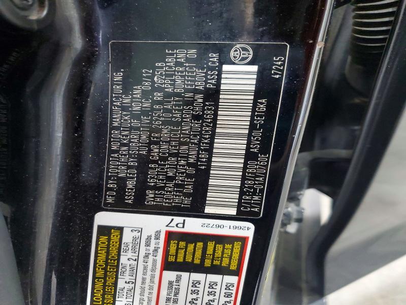 Продажа на аукционе авто 2012 Toyota Camry, vin: 4T4BF1FK4CR246831, номер лота: 56597946