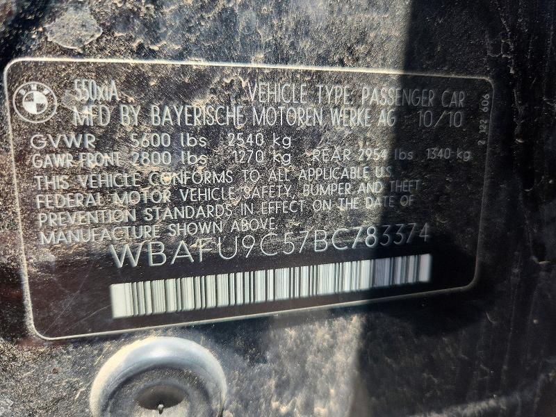 58921136 :رقم المزاد ، WBAFU9C57BC783374 vin ، 2011 Bmw 550 مزاد بيع