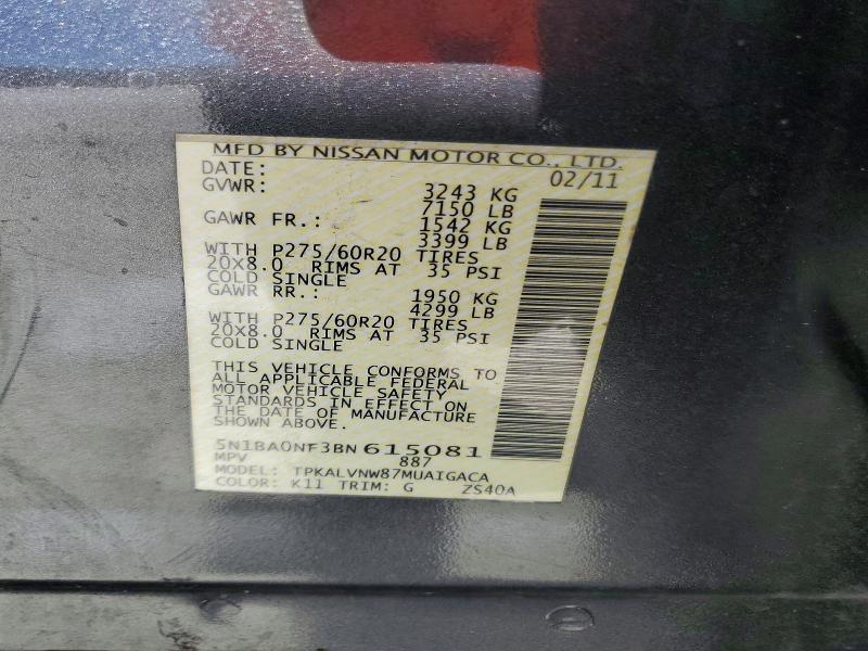 Продаж на аукціоні авто 2011 Nissan Armada, vin: 5N1BA0NF3BN615081, номер лоту: 56610296
