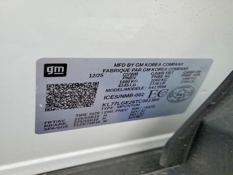 58181706 :رقم المزاد ، KL77LGE26TC081384 vin ، 2026 Chevrolet Trax مزاد بيع