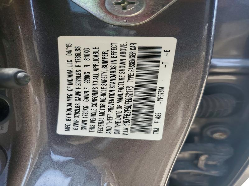 Aukcja sprzedaży 2015 Honda Civic, vin: 19XFB2F90FE062178, numer aukcji: 54771286