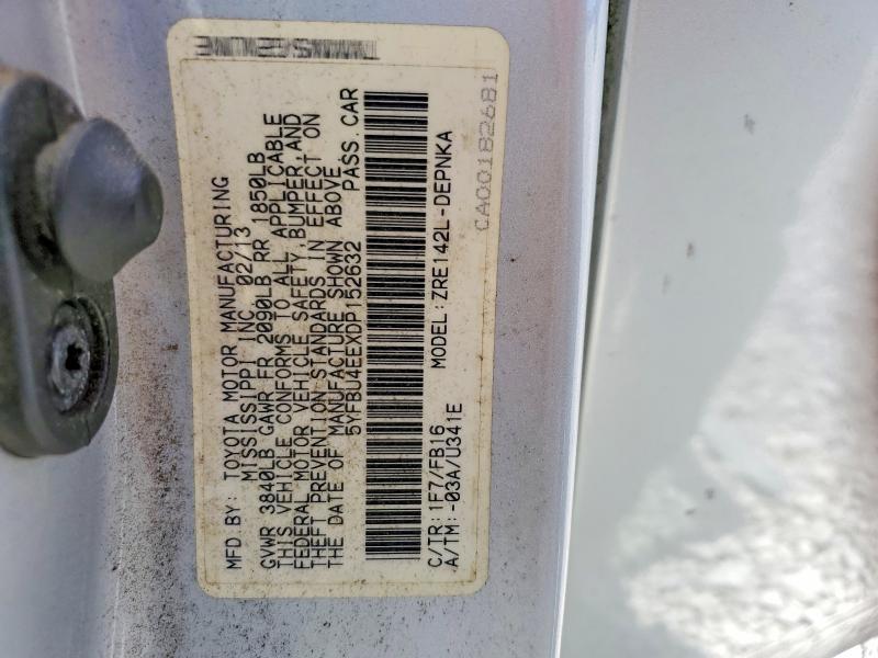 56177326 :رقم المزاد ، 5YFBU4EEXDP152632 vin ، 2013 Toyota Corolla مزاد بيع