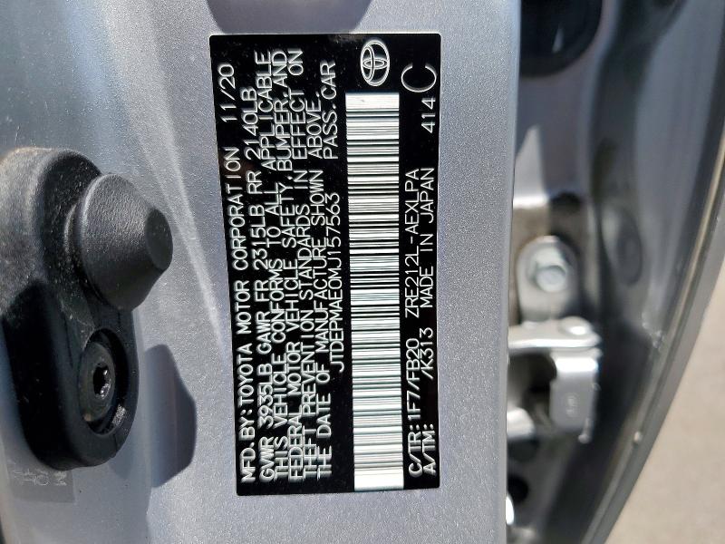 Aukcja sprzedaży 2021 Toyota Corolla, vin: JTDEPMAE0MJ157563, numer aukcji: 56881356