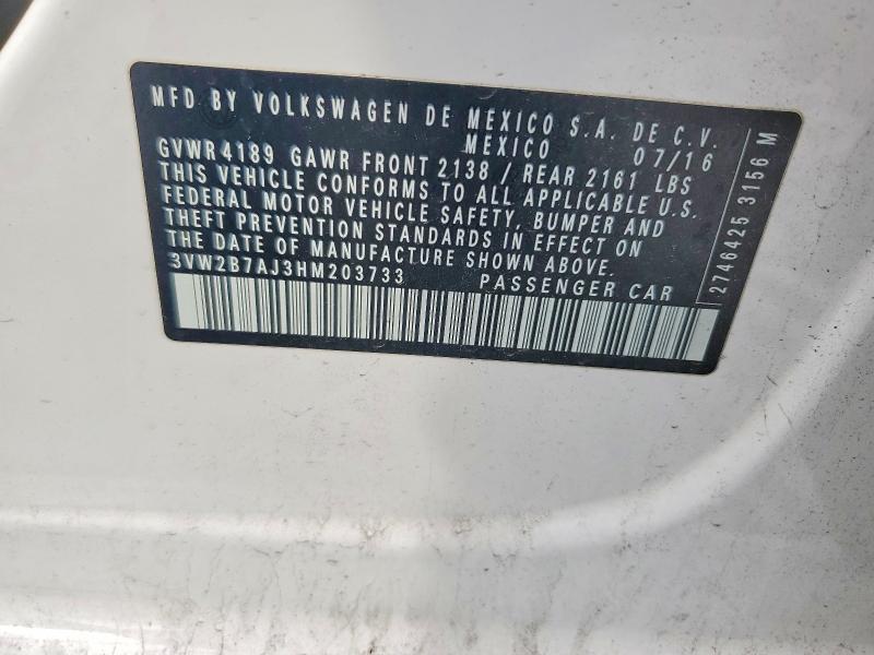 Aukcja sprzedaży 2017 Volkswagen Jetta, vin: 3VW2B7AJ3HM203733, numer aukcji: 58819346