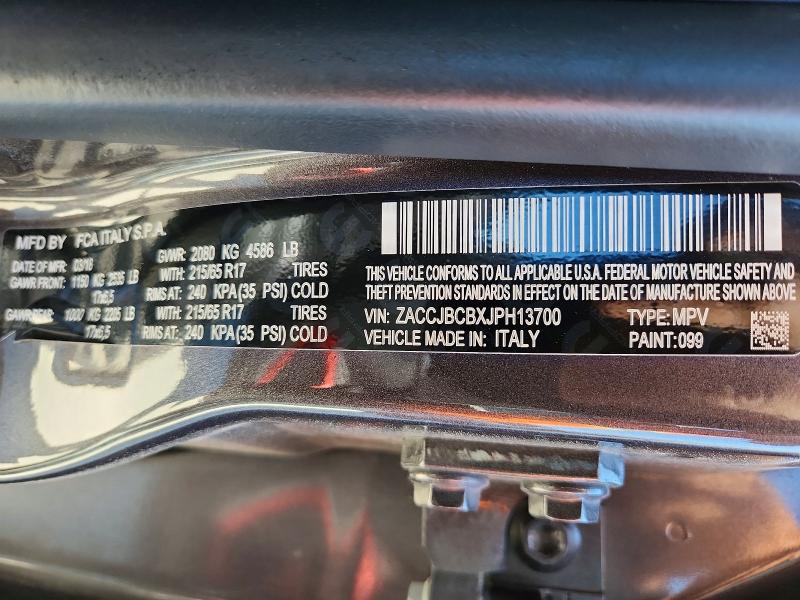 Продаж на аукціоні авто 2018 Jeep Renegade, vin: ZACCJBCBXJPH13700, номер лоту: 57377856