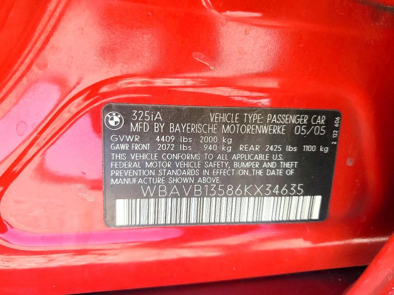 Продаж на аукціоні авто 2006 Bmw 325, vin: WBAVB13586KX34635, номер лоту: 56482446