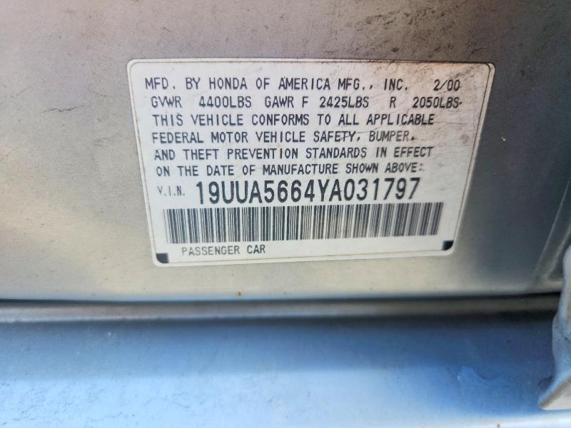 Aukcja sprzedaży 2000 Acura 3.2tl, vin: 19UUA5664YA031797, numer aukcji: 57359456
