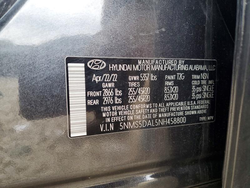 58576016 :رقم المزاد ، 5NMS5DAL5NH458800 vin ، 2022 Hyundai Santa Fe مزاد بيع