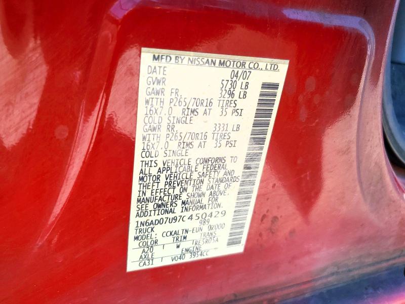 Продаж на аукціоні авто 2007 Nissan Frontier, vin: 1N6AD07U97C450429, номер лоту: 57063346