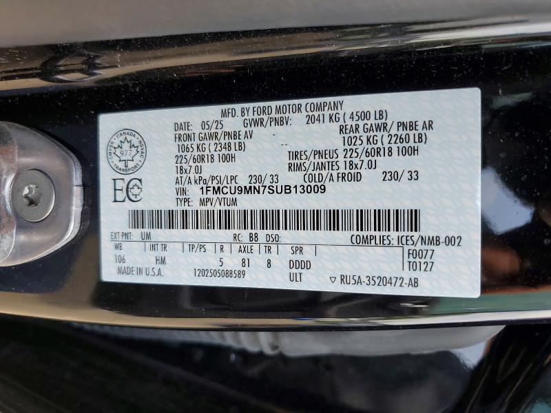 Продаж на аукціоні авто 2025 Ford Escape, vin: 1FMCU9MN7SUB13009, номер лоту: 56632366