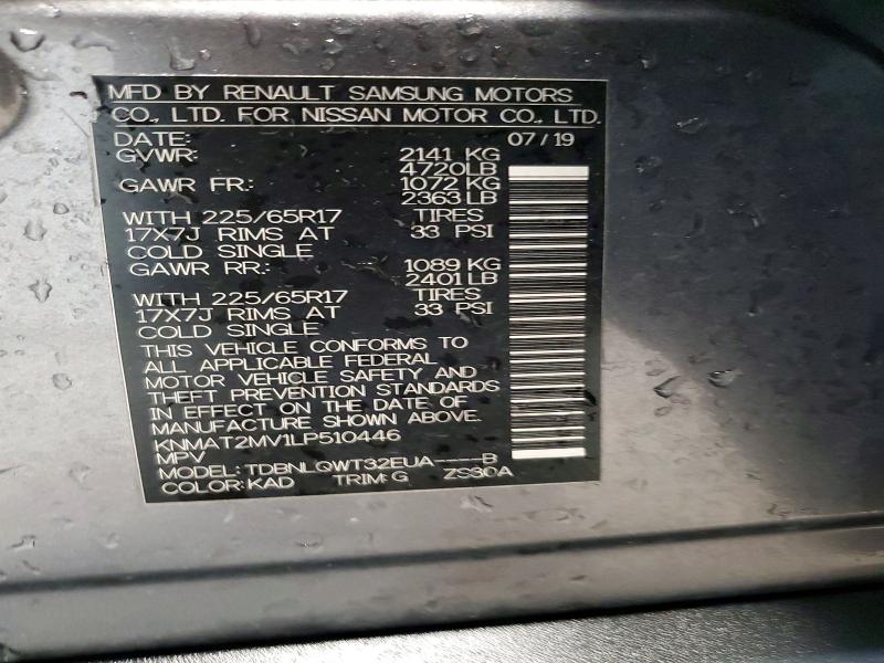 Aukcja sprzedaży 2020 Nissan Rogue, vin: KNMAT2MV1LP510446, numer aukcji: 53448256