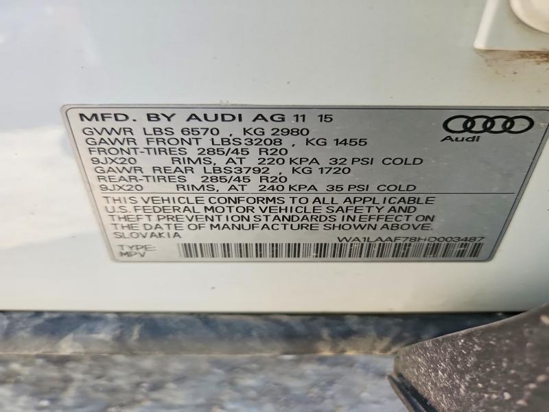 Продажа на аукционе авто 2017 Audi Q7, vin: WA1LAAF78HD003487, номер лота: 59179766