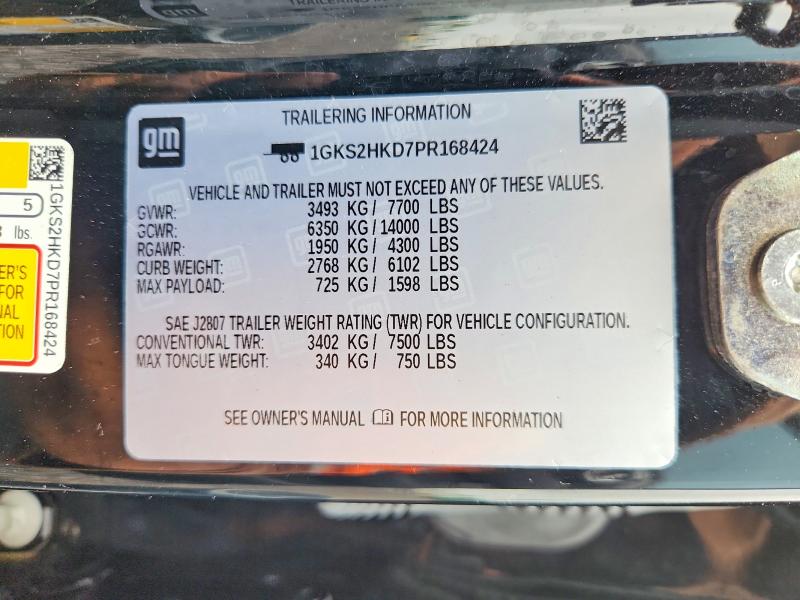 Aukcja sprzedaży 2023 Gmc Yukon Xl, vin: 1GKS2HKD7PR168424, numer aukcji: 57915046