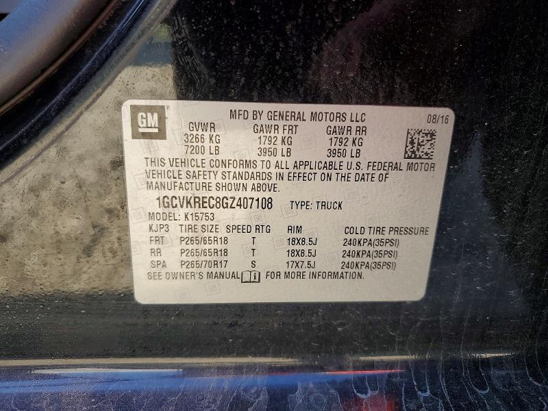 Aukcja sprzedaży 2016 Chevrolet Silverado, vin: 1GCVKREC8GZ407108, numer aukcji: 55532396
