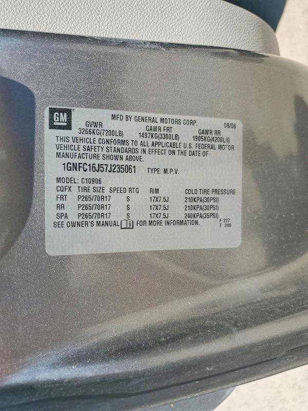 Продажа на аукционе авто 2007 Chevrolet Suburban, vin: 1GNFC16J57J235061, номер лота: 55596506