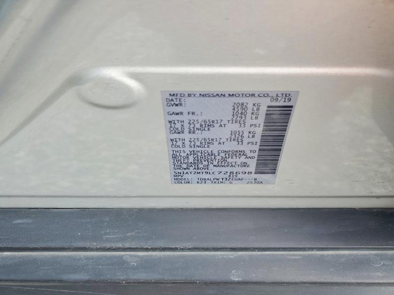 55972426 :رقم المزاد ، 5N1AT2MT9LC728698 vin ، 2020 Nissan Rogue مزاد بيع