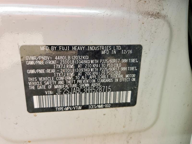 2017 Subaru Forester მანქანა იყიდება აუქციონზე, vin: JF2SJABC3HH528715, აუქციონის ნომერი: 59159136
