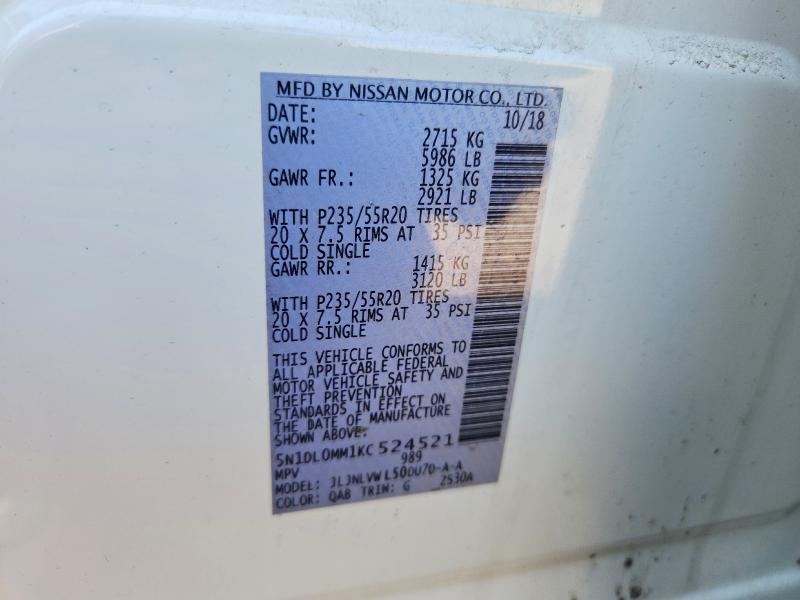 56415046 :رقم المزاد ، 5N1DL0MM1KC524521 vin ، 2019 Infiniti Qx60 مزاد بيع