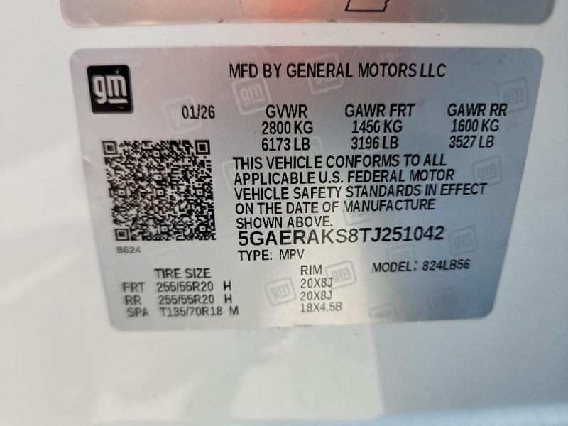 2026 Buick Enclave მანქანა იყიდება აუქციონზე, vin: 5GAERAKS8TJ251042, აუქციონის ნომერი: 58598786