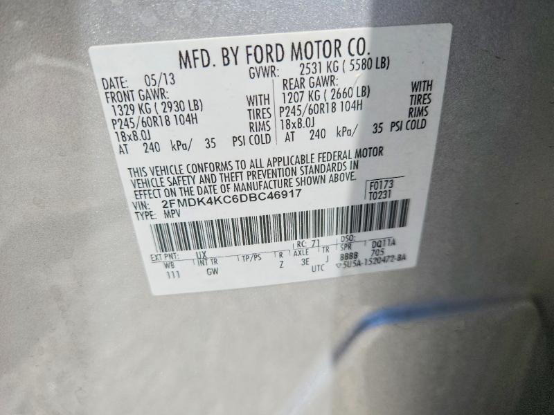 56505426 :رقم المزاد ، 2FMDK4KC6DBC46917 vin ، 2013 Ford Edge مزاد بيع