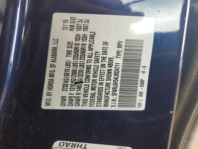 Aukcja sprzedaży 2020 Honda Odysssey, vin: 5FNRL6H54LB034711, numer aukcji: 58061206