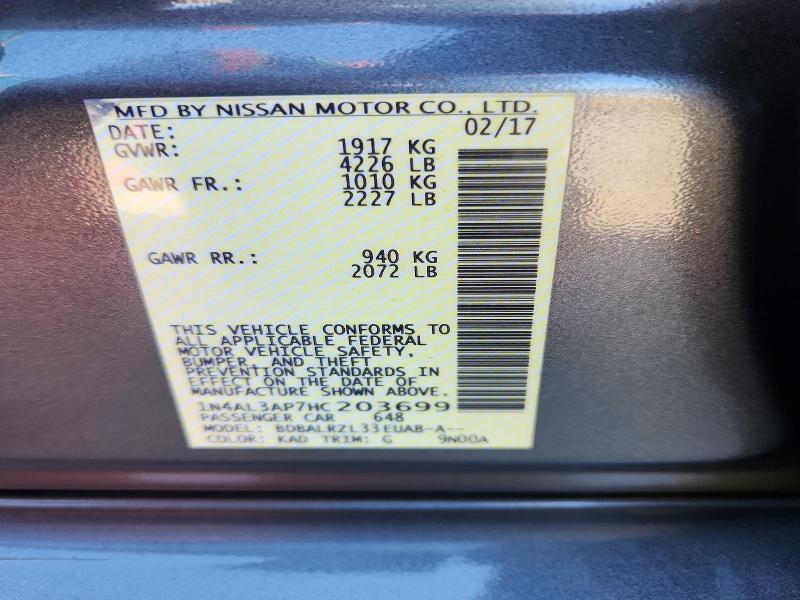 Aukcja sprzedaży 2017 Nissan Altima, vin: 1N4AL3AP7HC203699, numer aukcji: 58336646