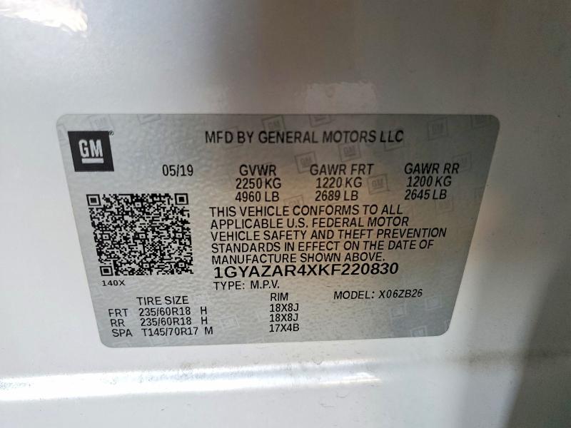 55644966 :رقم المزاد ، 1GYAZAR4XKF220830 vin ، 2019 Cadillac Xt4 مزاد بيع