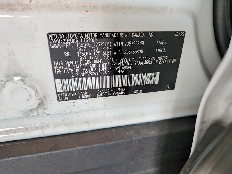 Продажа на аукционе авто 2025 Toyota Rav4, vin: 2T3C1RFV6SW431457, номер лота: 57168556
