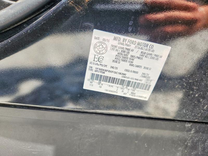Продаж на аукціоні авто 2015 Ford Explorer, vin: 1FM5K8F8XFGC18390, номер лоту: 56924966