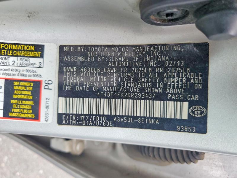 Продажа на аукционе авто 2013 Toyota Camry, vin: 4T4BF1FK2DR293437, номер лота: 58082286