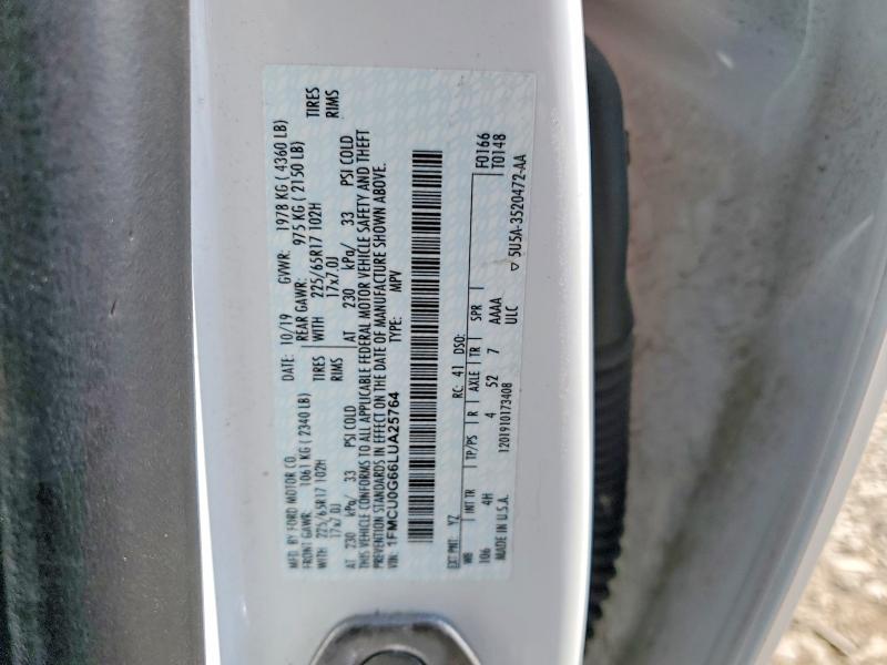 Продажа на аукционе авто 2020 Ford Escape, vin: 1FMCU0G66LUA25764, номер лота: 58958186