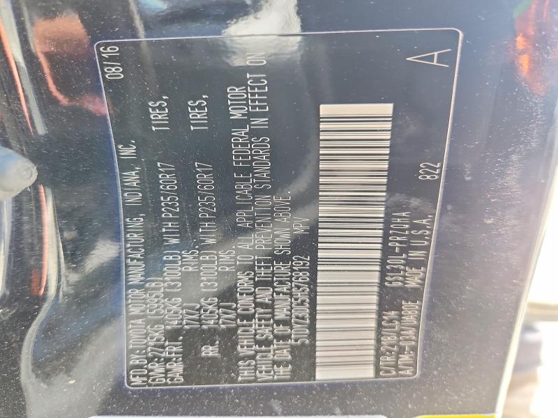 56526026 :رقم المزاد ، 5TDYZ3DC5HS768192 vin ، 2017 Toyota Sienna مزاد بيع