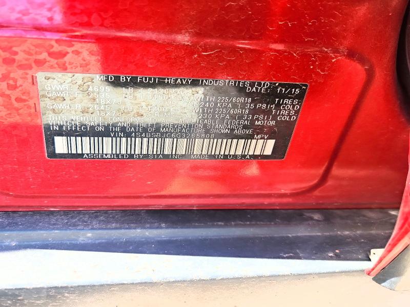 Продажа на аукционе авто 2016 Subaru Outback, vin: 4S4BSBJC6G3265808, номер лота: 56993726