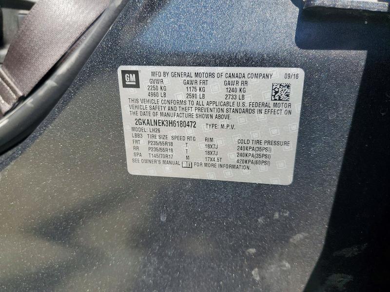 Aukcja sprzedaży 2017 Gmc Terrain, vin: 2GKALNEK3H6180472, numer aukcji: 58142146