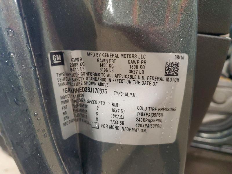 Aukcja sprzedaży 2011 Gmc Acadia, vin: 1GKKRNED3BJ170376, numer aukcji: 57518306