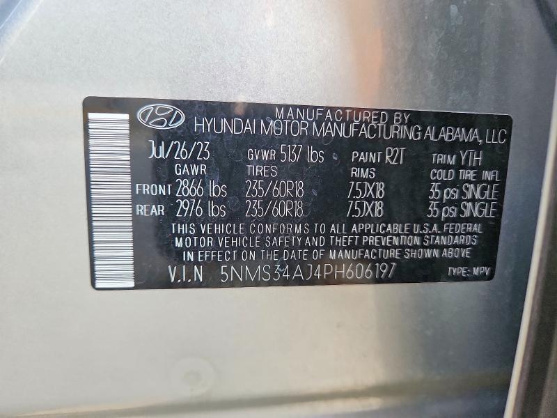 59229336 :رقم المزاد ، 5NMS34AJ4PH606197 vin ، 2023 Hyundai Santa Fe مزاد بيع