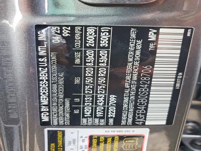 Aukcja sprzedaży 2025 Mercedes-benz Gle, vin: 4JGFB4GB0SB428706, numer aukcji: 56711976