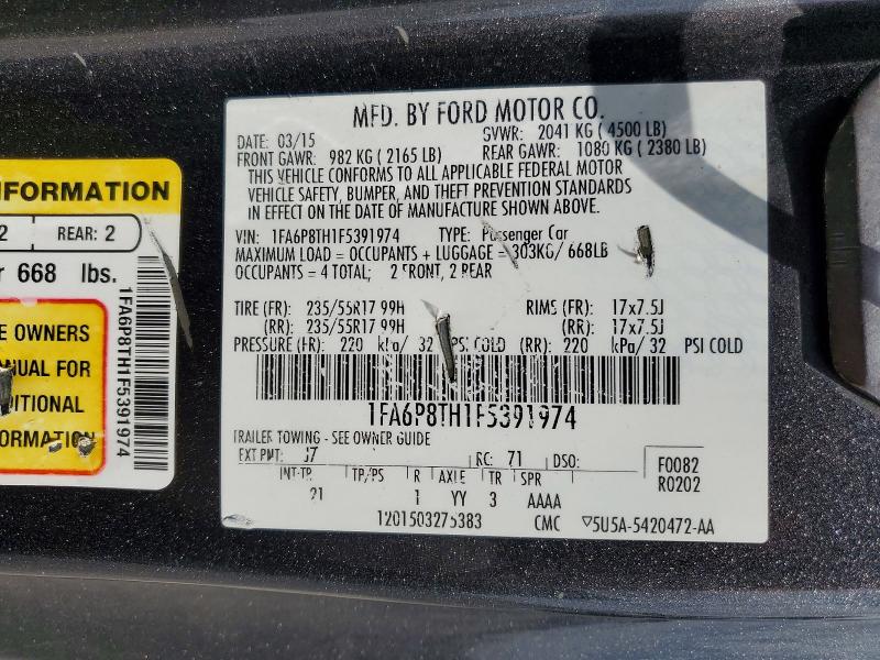 Продаж на аукціоні авто 2015 Ford Mustang, vin: 1FA6P8TH1F5391974, номер лоту: 58956056