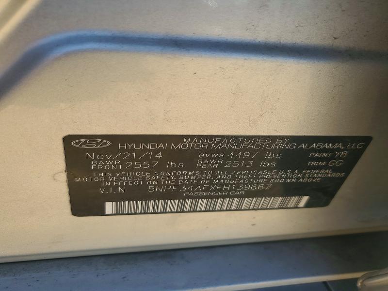 2015 Hyundai Sonata მანქანა იყიდება აუქციონზე, vin: 5NPE34AFXFH139667, აუქციონის ნომერი: 56451996