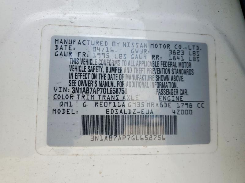 Продаж на аукціоні авто 2016 Nissan Sentra, vin: 3N1AB7AP7GL658756, номер лоту: 56128716