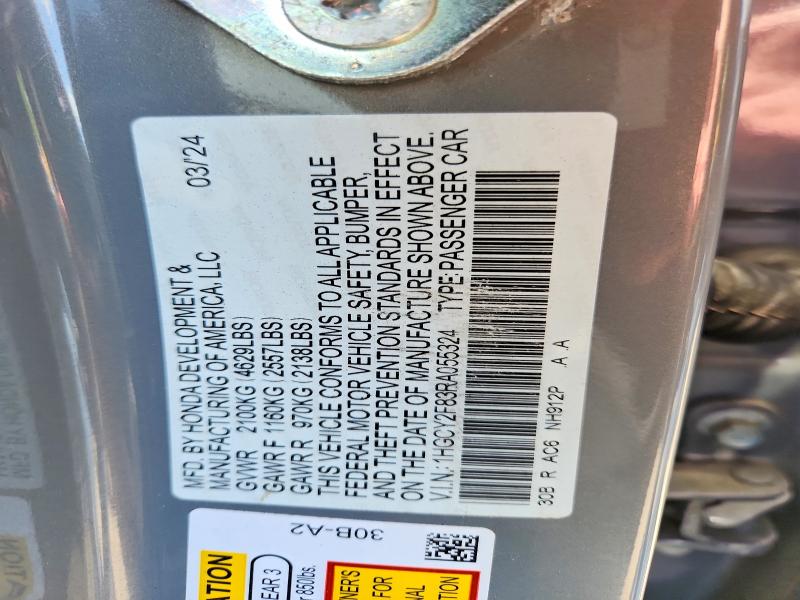 55897286 :رقم المزاد ، 1HGCY2F83RA055324 vin ، 2024 Honda Accord مزاد بيع