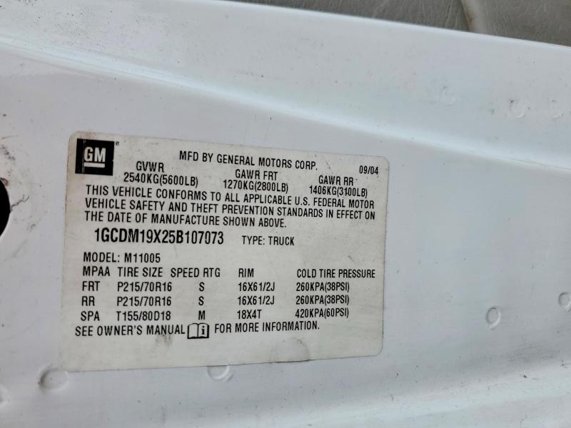 57817036 :رقم المزاد ، 1GCDM19X25B107073 vin ، 2005 Chevrolet Astro مزاد بيع